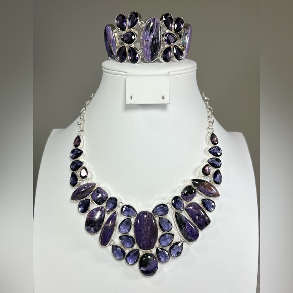 Jewelry - #Royalty Charoite 925 Large Gemstone Necklace & ONE Bracelet